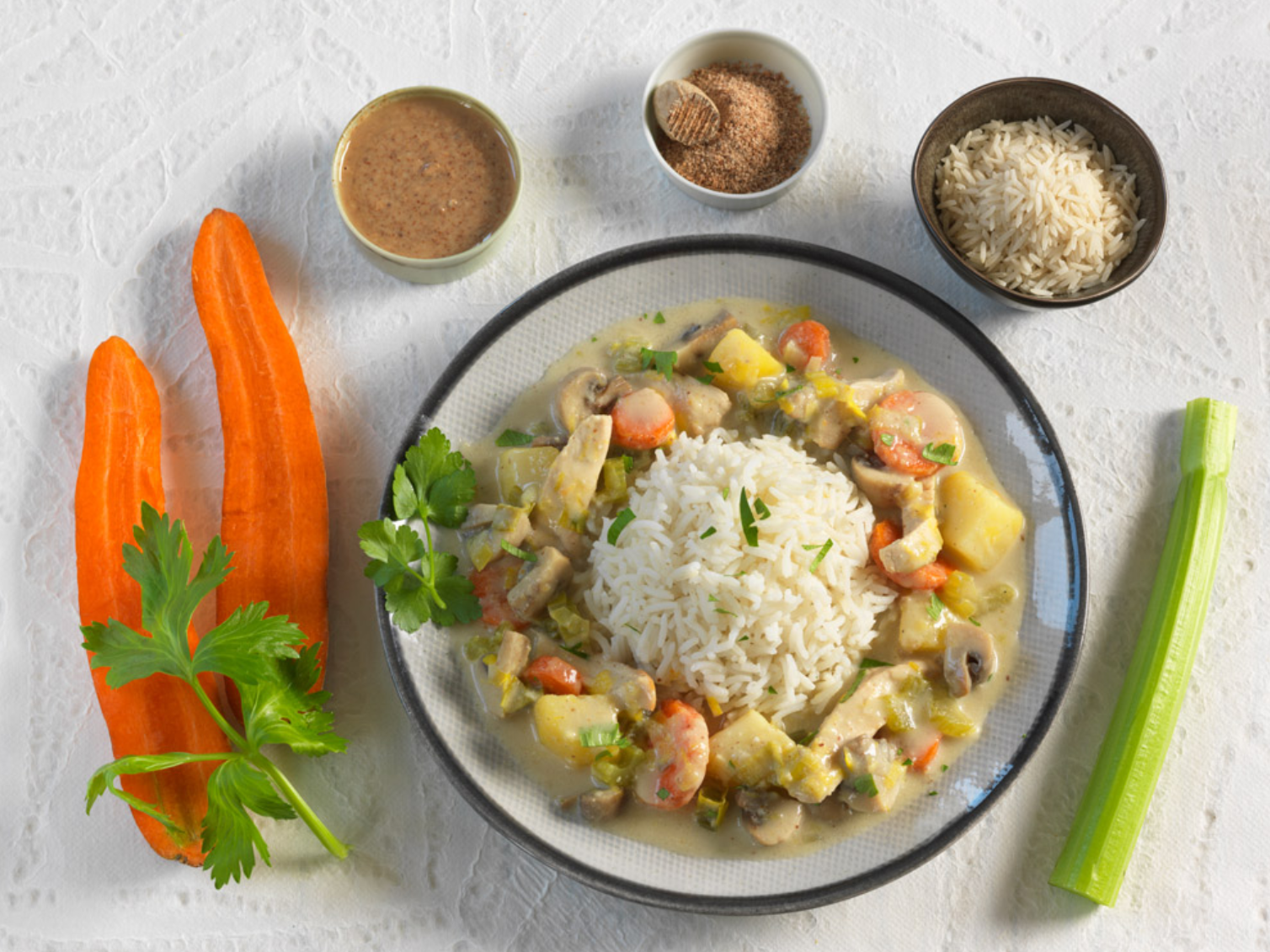 Blanquette de légumes et seitan/poulet